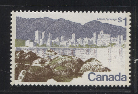 The $1 Photgravure and Engraved Vancouver stamp of the 1972-1978 Caricature Issue of Canada