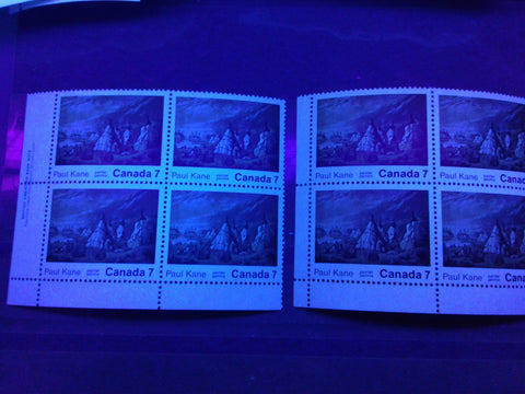 The low fluorescent and dull fluorescent paper on the 1971 Paul Kane stamp of Canada