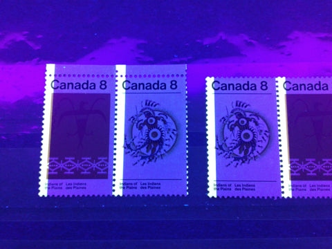 Shifted tagging on the 1972 Plains Indians Stamps of Canada