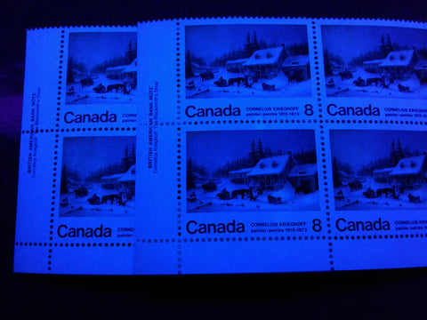 The hibrite and high fluorescent paper on the 1972 Cornelius Krieghoff stamp of Canada