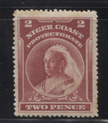 2d carmine lake Queen Victoria from second Waterlow Issue of Niger Coast Protectorate