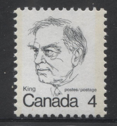 The 4c Mackenzie King stamp of the 1972-1978 Caricature Issue of Canada