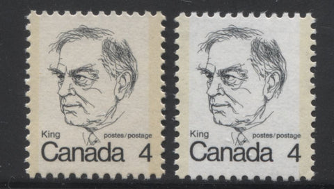 Paper differences on the 4c Mackenzie King Stamp of the 1973-1978 Caricature Issue of Canada