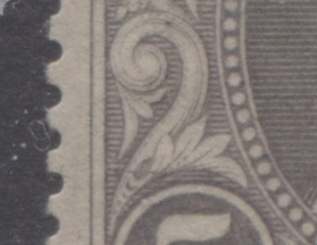 Line across scroll of 5d grey Queen Victoria stamp from the 1894 Waterlow Issue of Niger Coast Protectorate