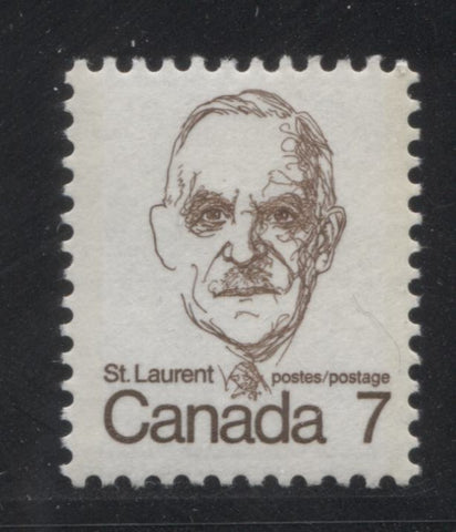 The 7c Louis St. Laurent stamp of the 1972-1978 Caricature Issue of Canada