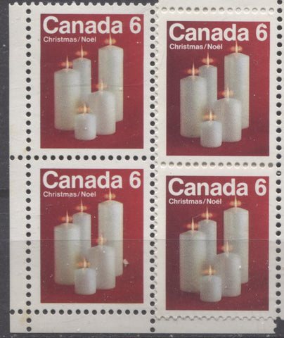Two shades of the 1972 6c Christmas stamp of Canada