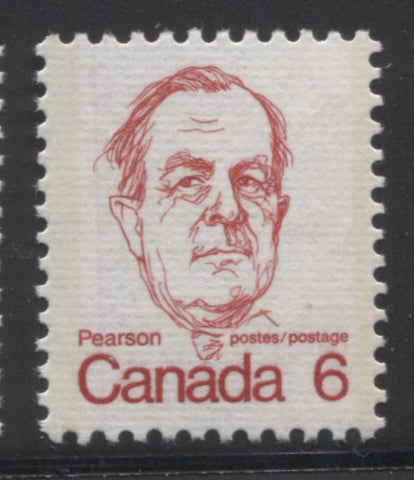 The 6c Lester Pearson stamp of the 1972-1978 Caricature Issue of Canada
