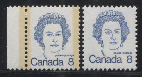 CBN and BABN Printings of the 8c Queen Elizabeth II stamp of the 1972-1978 Caricature Issue of Canada