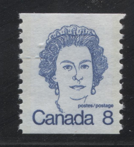 Coil stamp of the 8c Queen Elizabeth design from the 1972-1978 Caricature Issue of Canada