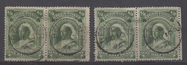 Benin River CDS cancellations on the halfpenny Queen Victoria stamp from the second Waterlow Issue of Niger Coast Protectorate