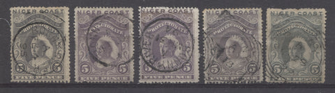 Bonny River Cancels on 5d Queen Victoria Stamp from 1894 Waterlow Issue of Niger Coast Protectorate
