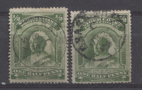 Brass River CDS cancels on the halfpenny Queen Victoria stamp from the second Waterlow Issue of Niger Coast Protectorate