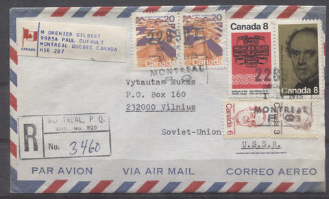 65c registered cover to the USSR franked with the 1972-78 Caricature Issue definitives and current commemoratives