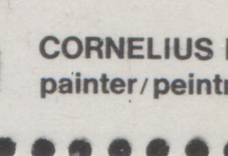 Dot below R of Painter variety on the 1972 Cornelius Krieghoff stamp of Canada