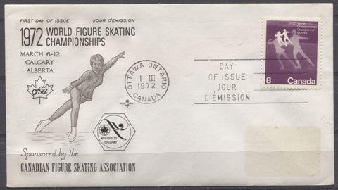 Rose Craft FDC of the 1972 Figure Skating Championships stamp of Canada