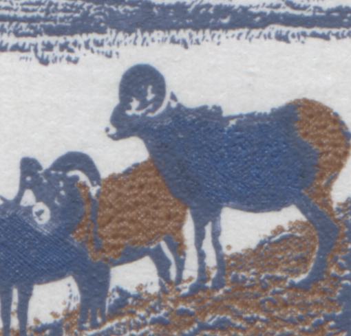 Normal sheep on the 15c mountain sheep stamp from the 1972-78 Caricature Issue of Canada