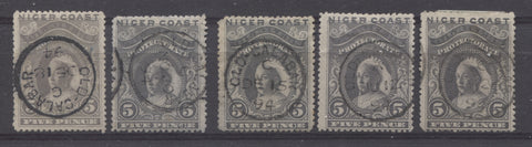 Old Calabar CDS cancel on the 5d Queen Victoria stamp from the 1894 Waterlow Issue of Niger Coast Protectorate