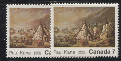 Two shade varieties of the 1971 Paul Kane Stamp of Canada