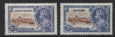 Two shades of blue on the 1935 Silver Jubilee issues for Ceylon and Solomon Islands