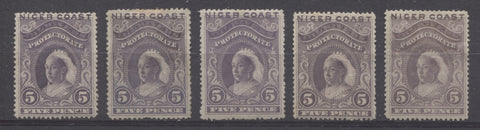 Lilac shades on the 5d Queen Victoria First Waterlow Issue of Niger Coast Protectorate