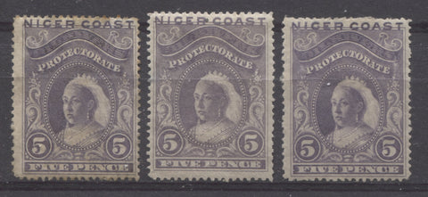 Lilac shades of the 5d Queen Victoria Waterlow Issue of Niger Coast Protectorate