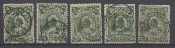 Old Calabar River CDS cancellations on the Halfpenny Queen Victoria stamp from the second Waterlow Issue of Niger Coast Protectorate