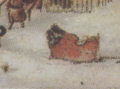 The rock below sleigh on the 1972 Cornelius Krieghoff stamp of Canada