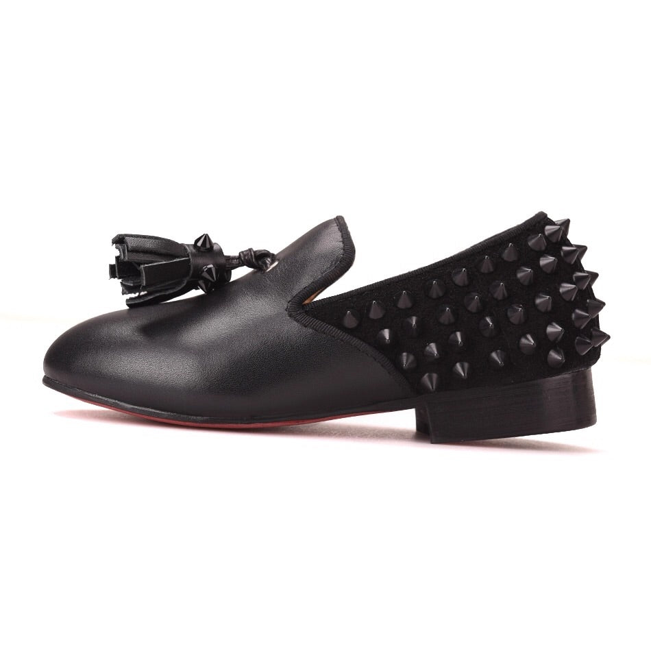 boys black tassel loafers