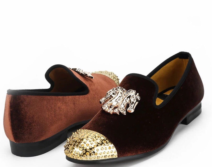 gold velvet loafers mens