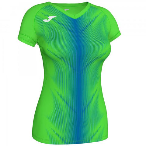 JOMA OLIMPIA T-SHIRT FLUOR GREEN-ROYAL S/S WOMAN