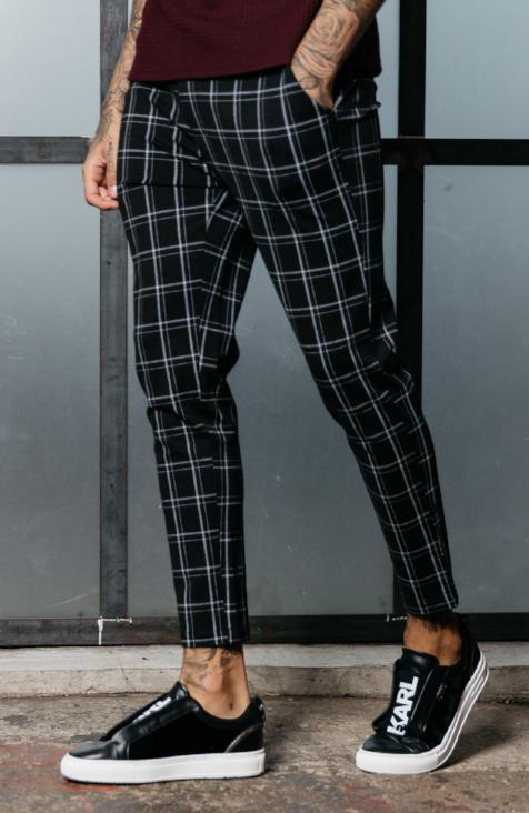 black and white cropped trousers