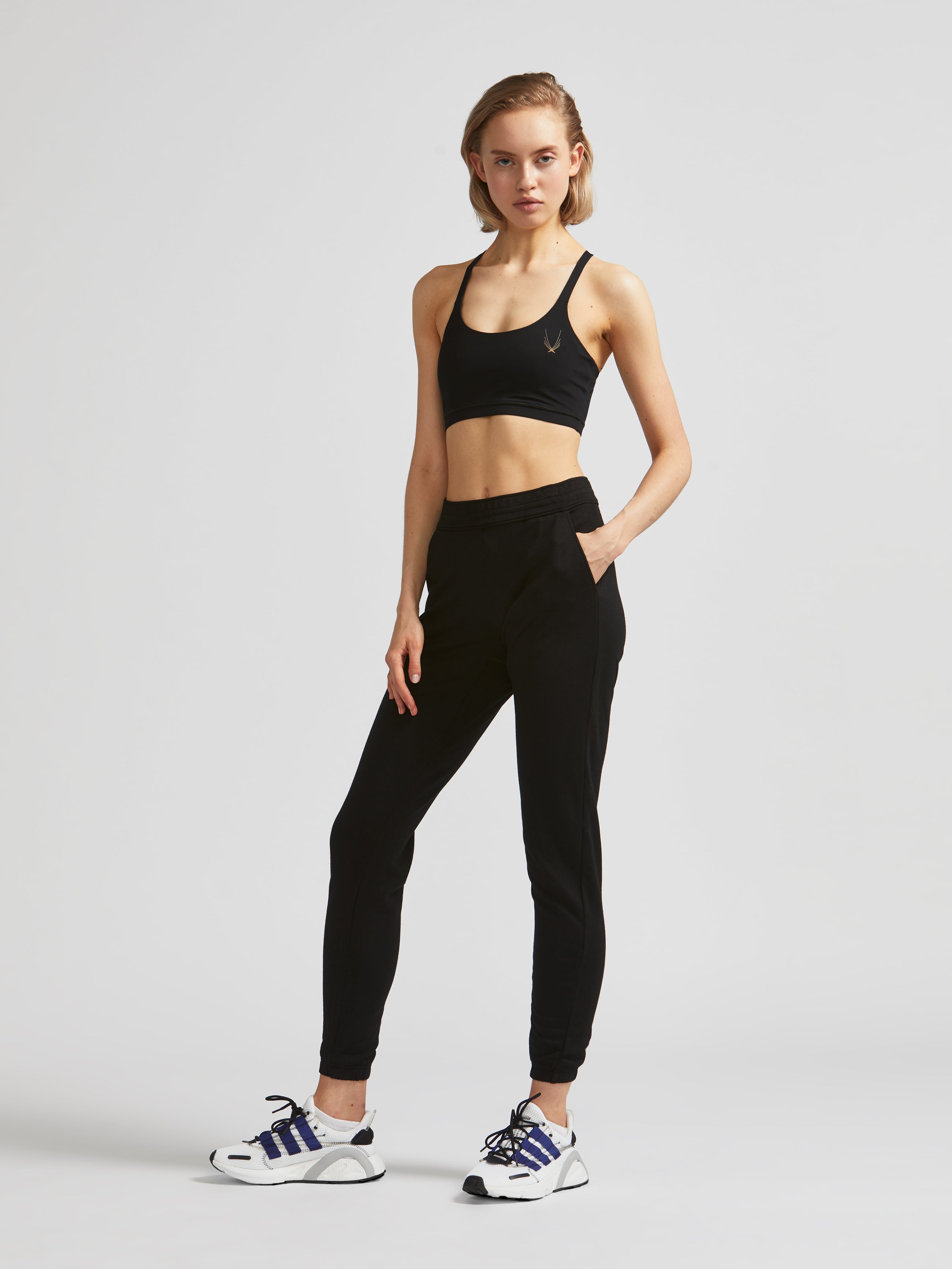 black sports track pants