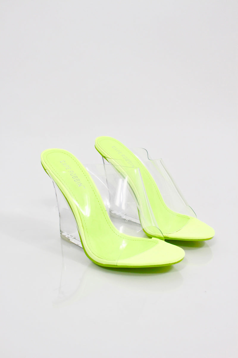 lime green perspex heels