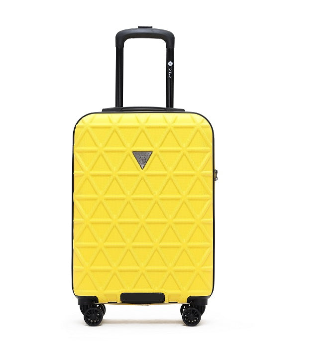 yellow 4 wheel suitcase