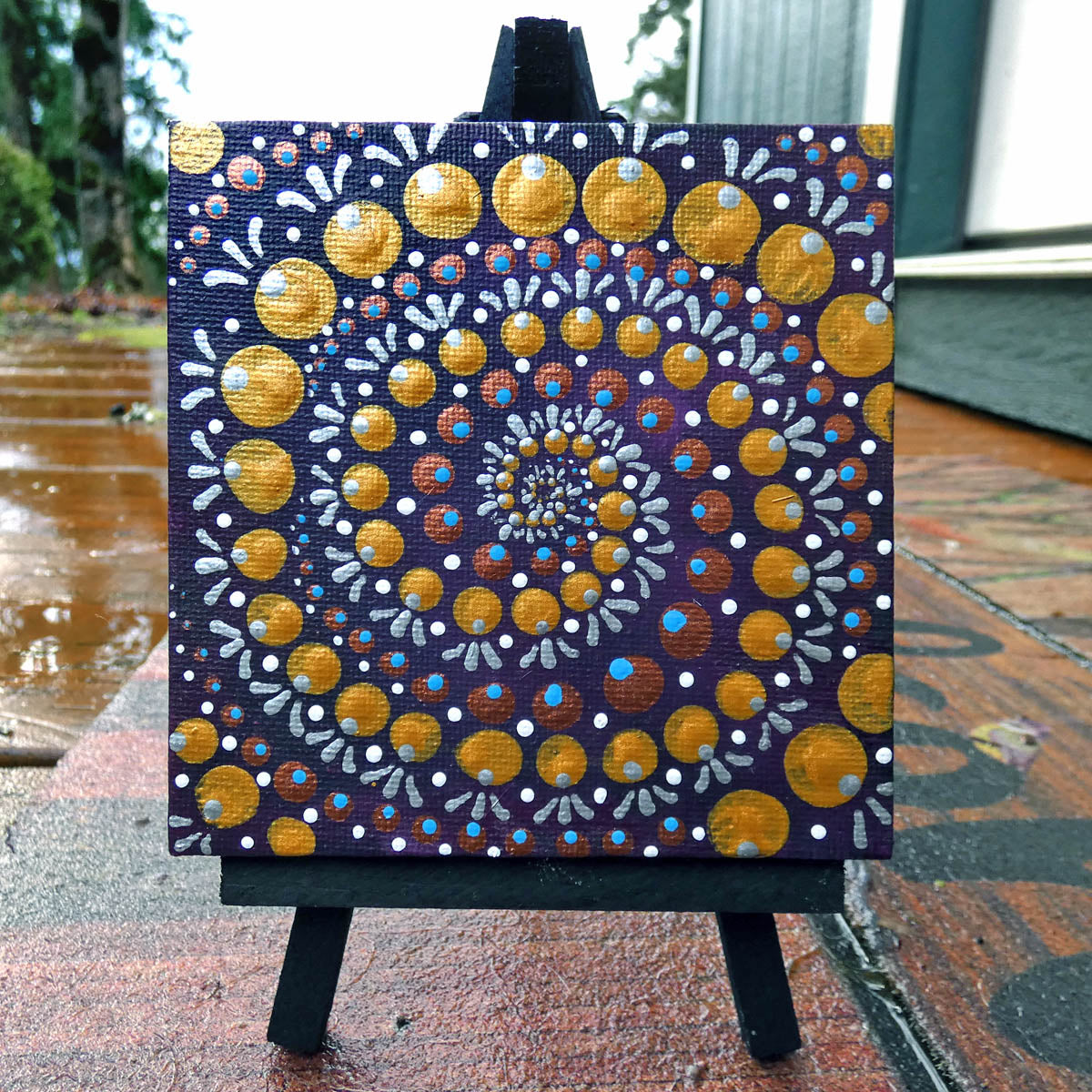 Isfahan, Mandala Dot Painted Canvas Painting by Sholee Parry