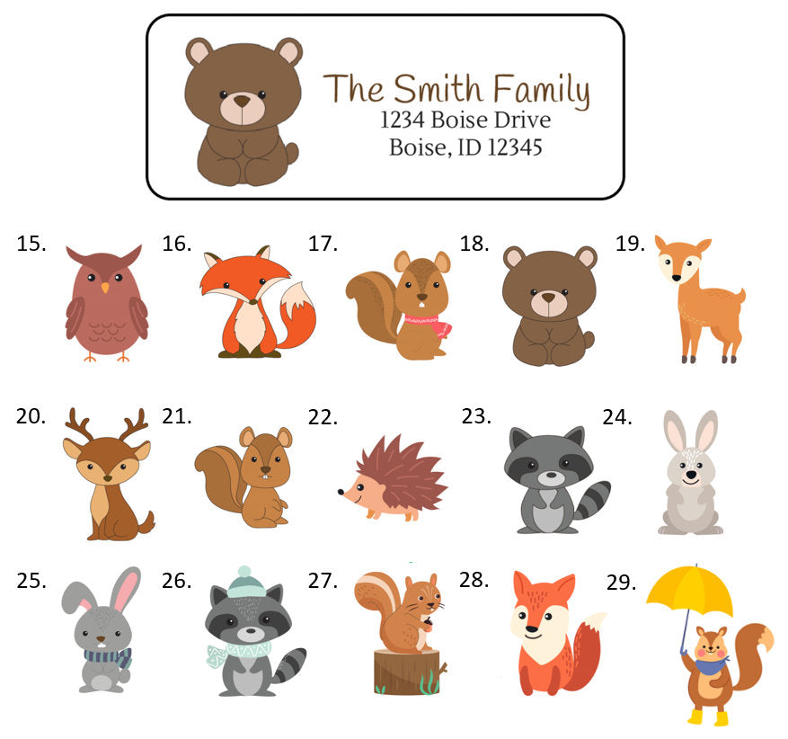 Woodland Animal Address Labels Stickers, 30 personalized labels! – The Label  Palace