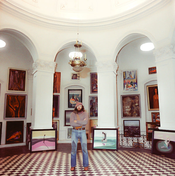 Artist at his studio in the 80s