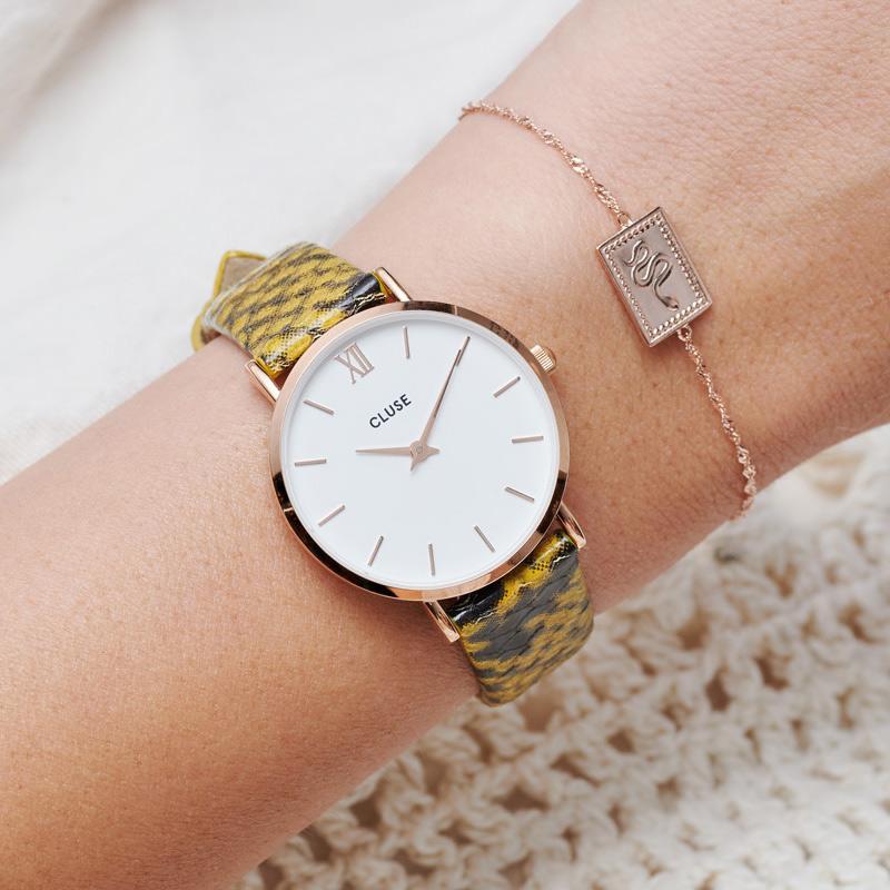 CLUSE 16 mm Strap Yellow Python/Gold CLS385 - Bandje