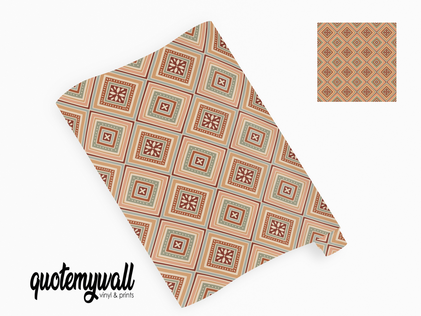 Earthy Tone Tile Pattern Self Adhesive Vinyl