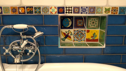 Stunning bathroom featuring our authentic Mexican tiles