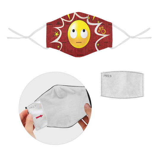 Yeah right! Tribal Print Comic Emoji Cotton Fabric Face Mask with Filter Slot and Adjustable Strap - Non-medical use (2 Filters Included)