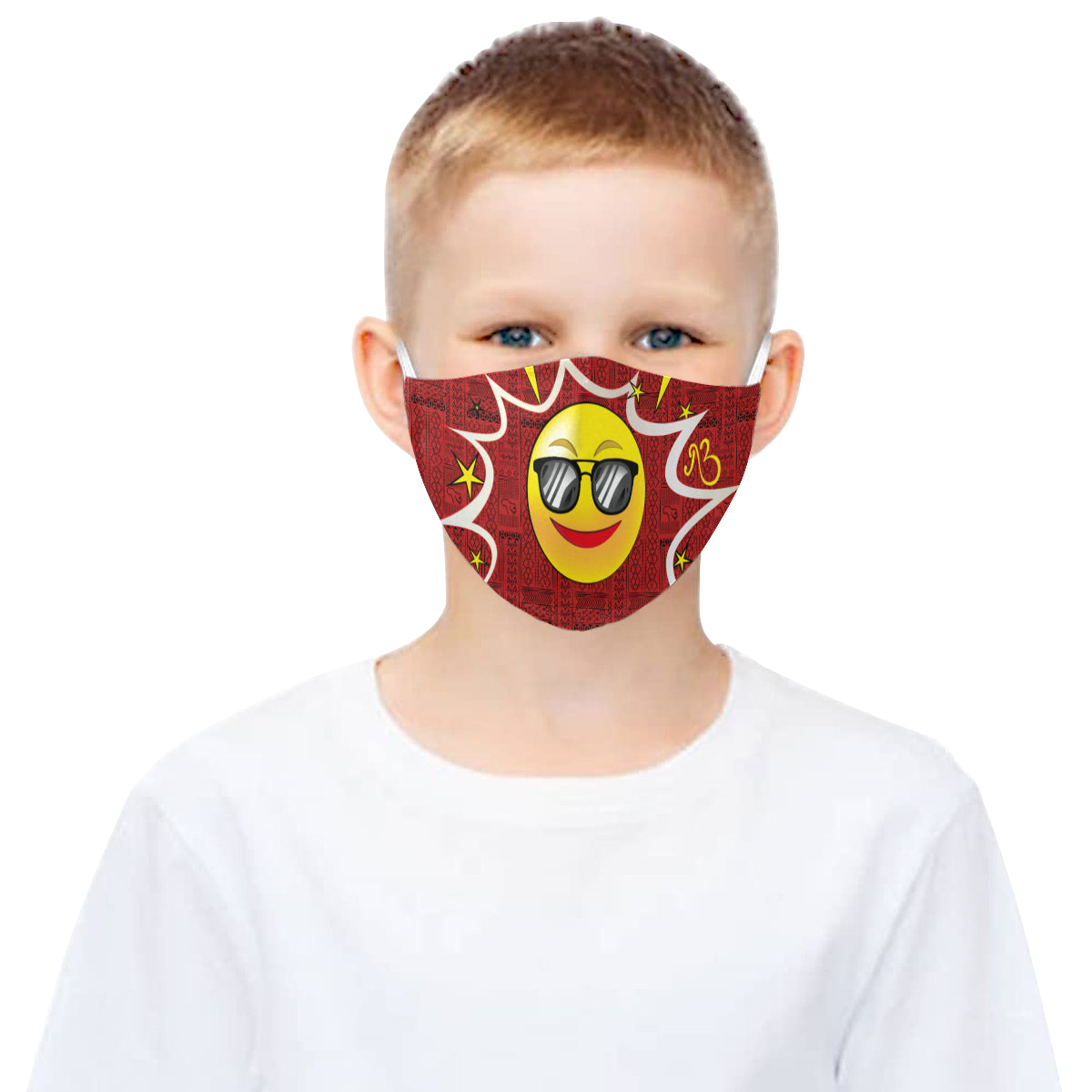 COOL Tribal Print Comic Emoji Cotton Fabric Face Mask with Filter Slot and Adjustable Strap - Non-medical use (2 Filters Included)