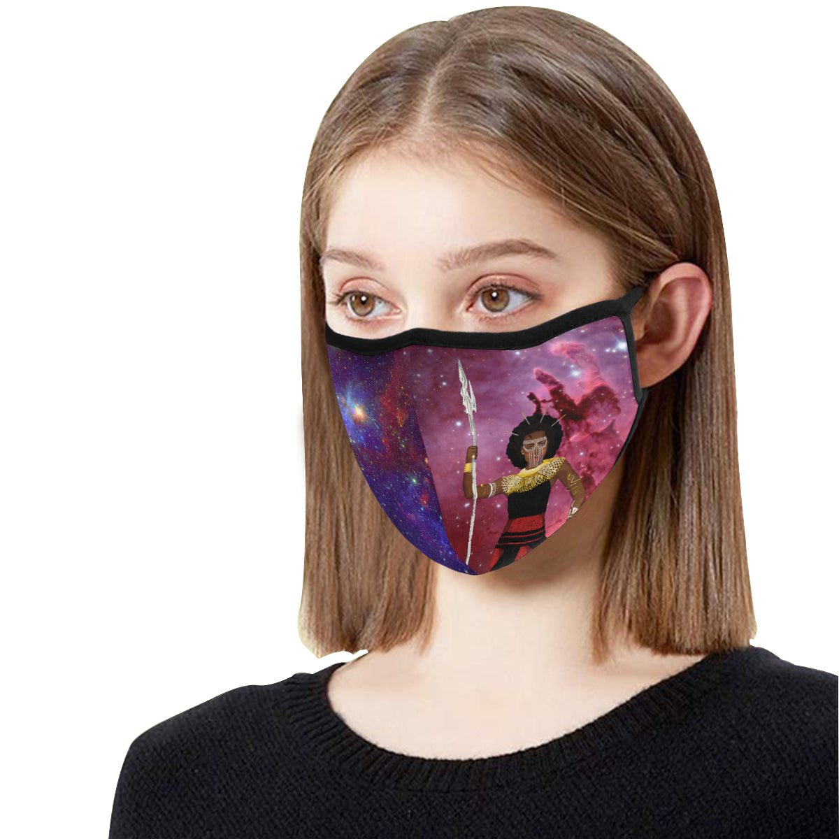 flyersetcinc Warrior Queen of the Galaxy Cotton Fabric Face Mask with filter slot (30 Filters Included) - Non-medical use