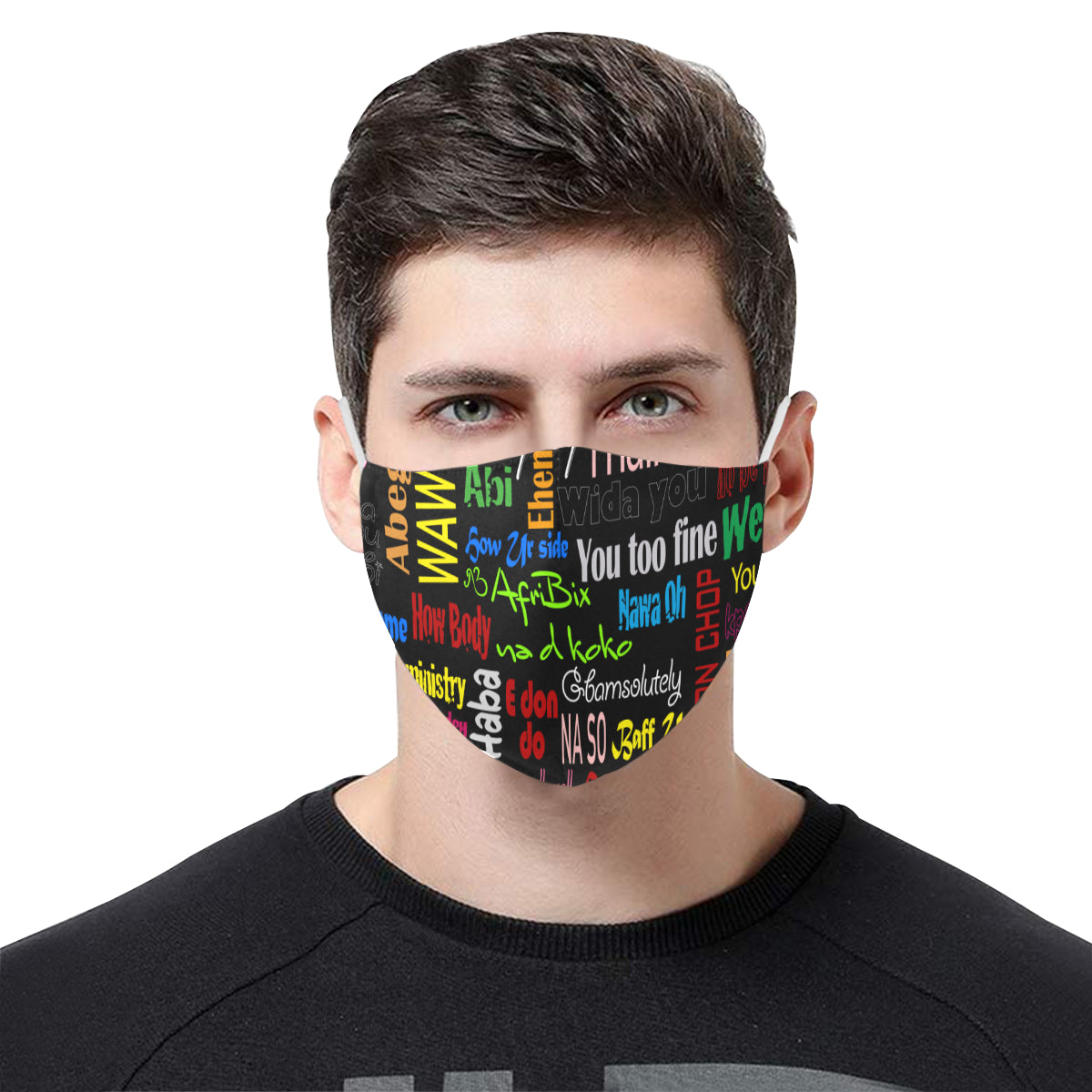 flyersetcinc Pidgin Print Cotton Fabric Face Mask with Filter Slot & Adjustable Strap - Non-medical use (Pack of 5)