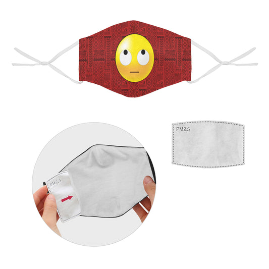 Yeah right! Tribal Print Emoji Cotton Fabric Face Mask with Filter Slot and Adjustable Strap - Non-medical use (2 Filters Included)