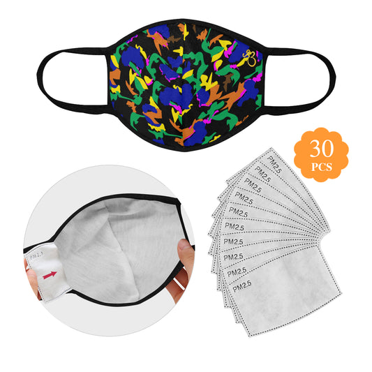 flyersetcinc Camo Print Cotton Fabric Face Mask with filter slot (30 Filters Included) - Non-medical use