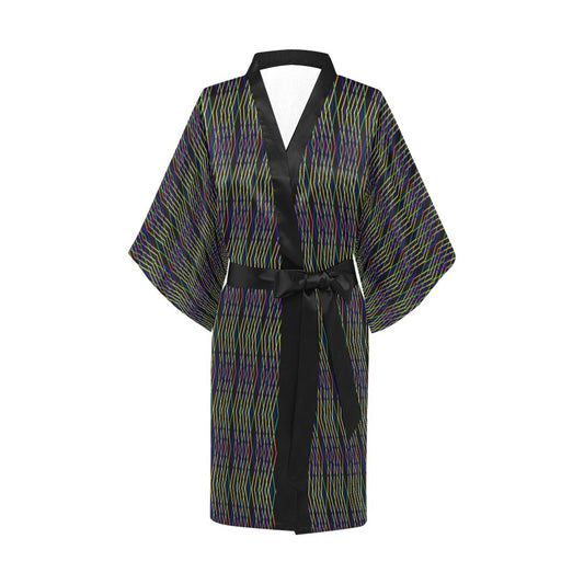 Constellation Print Black Kimono Robe Coverup