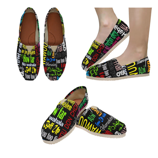 flyersetcinc Pidgin Print Womens Slip on Canvas