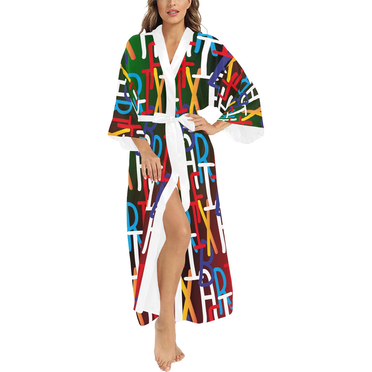 flyersetcinc Collage Long Kimono Cover up Women's Robe