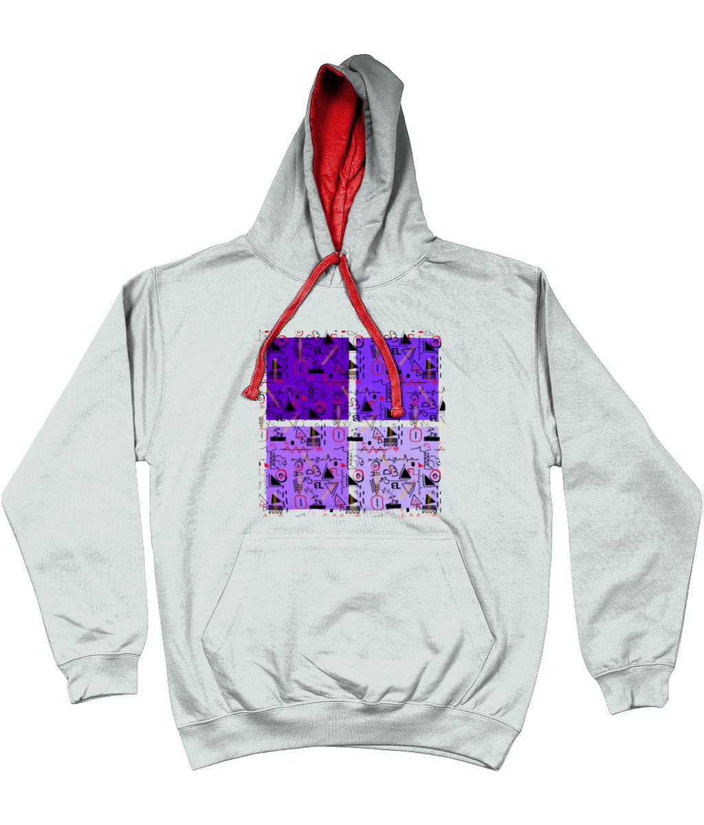 Linear Print Graphic Unisex Hoodie with a contrast hood and string